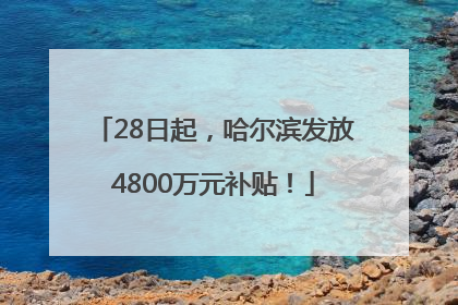 28日起，哈尔滨发放4800万元补贴！