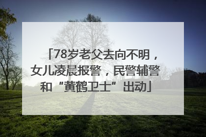 78岁老父去向不明，女儿凌晨报警，民警辅警和“黄鹤卫士”出动