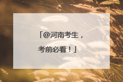 @河南考生，考前必看！