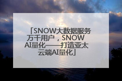 SNOW大数据服务万千用户，SNOW AI量化——打造亚太云端AI量化